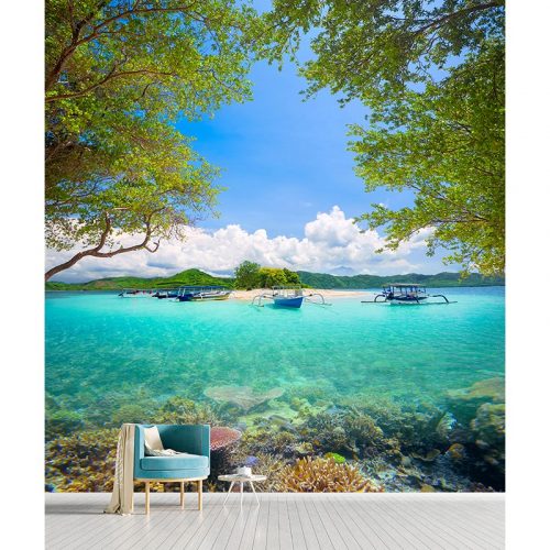 Coral and Beach Mural Wallpaper SMP-Scenery-006