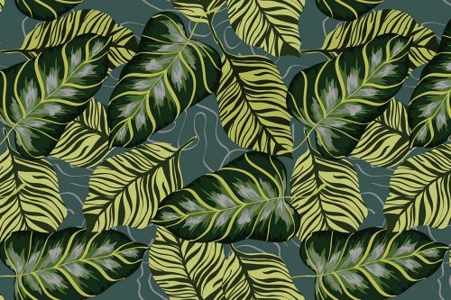 Elegant Big Green Leaf Floral Wallpaper (SM-Floral-001)