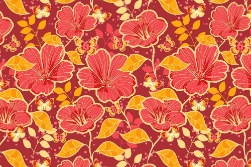 Red Hibiscus Mural Wallpaper (SM-Floral-010)