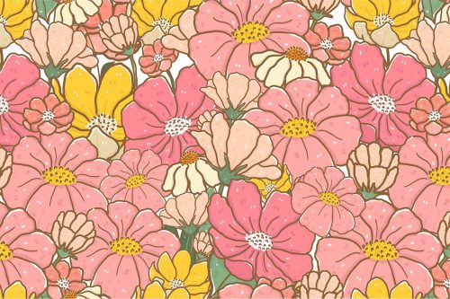 Cheerful Art Floral Wallpaper (SM-Floral-016)