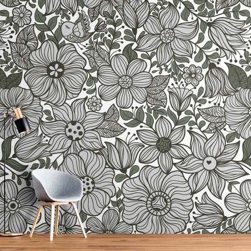 Drawing Art Floral Wallpaper (SM-Floral-017)