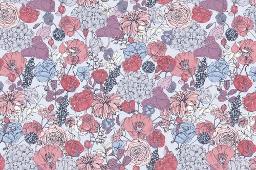 Drawing Pastel Floral Wallpaper (SM-Floral-018)