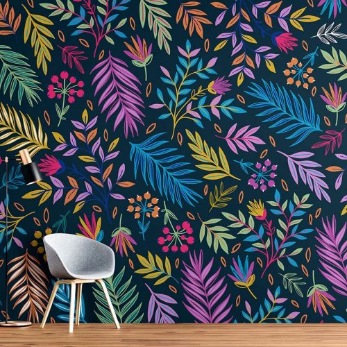Colourful Neon Floral Wallpaper (SM-Floral-019)