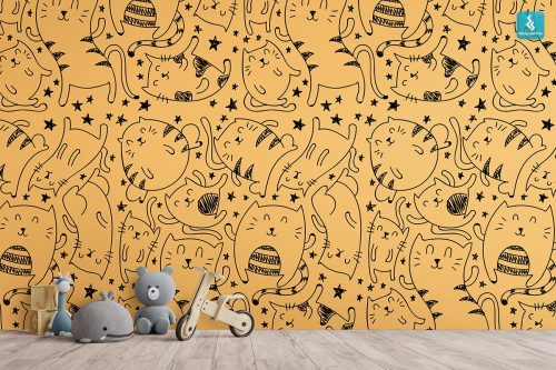 Fatty Cat Fun Mural Wallpaper (SM-Kids-243)