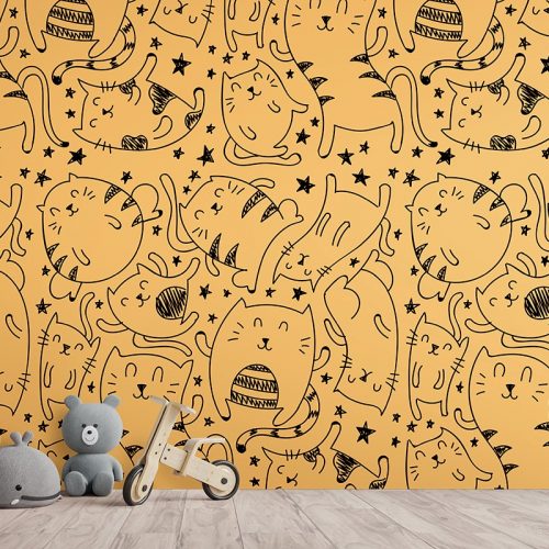 Fatty Cat Fun Mural Wallpaper (SM-Kids-243)